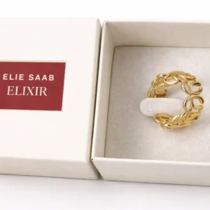 Дамски златист пръстен Elie Saab Elixir верижен дизайн в кутия
